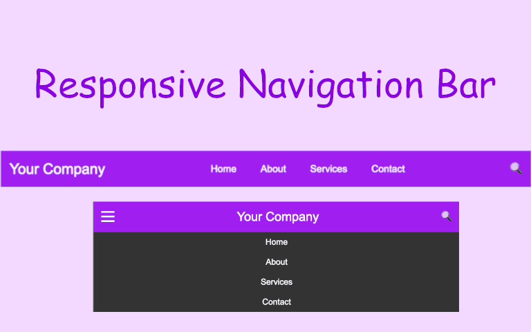 Create a Responsive Navigation Bar using HTML, CSS, and JavaScript